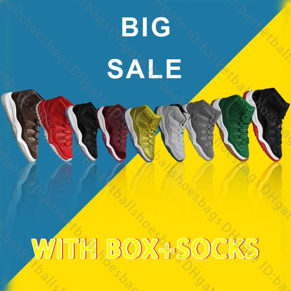 

11s kids basketball shoes bred concord 45 cap and gown legend blue children sport shoes with original box and socks outlet