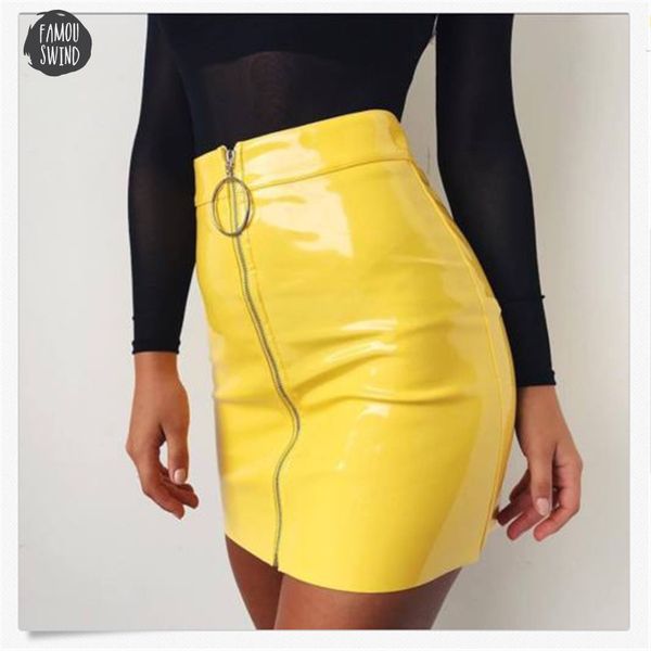 

arrival new summer skirts short pu leather pencil high waist mini women skirt stretch party vestidos, Black