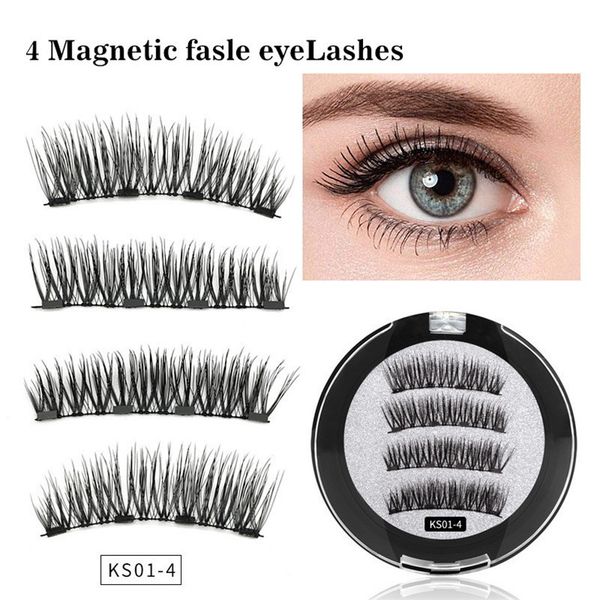 

7style four magnetic eyelashes 1pair=4pcs 4 magnetic lashes natural false eyelashes magnet lashes with gift round box