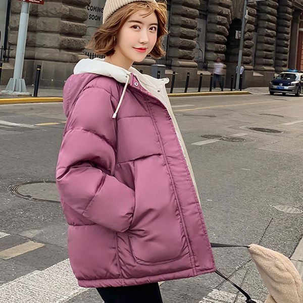 

2019 autumn winter new fashion women warm thick hooded short cotton coat female casual down cotton outwear cc881, Tan;black