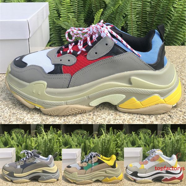 

роскошные кроссовки triple s мужские женские высшего качества бежевый тройной черный белый красный париж 17fw мода повседневная платформа ди