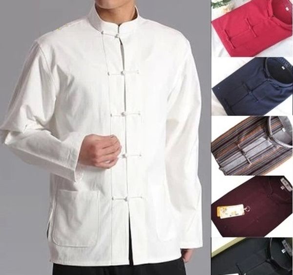 

мужчины китайский традиционный тан костюм куртка у шу тай чи одежда шаолинь вин чун рубашка с длинными рукавами упражнения костюм, Red