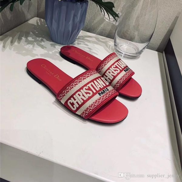 

MULE DWAY EN COTON BRODE SLIDE Роскошные Дизайнерские Женские Сандалии Новый Стиль, Высокое Ка