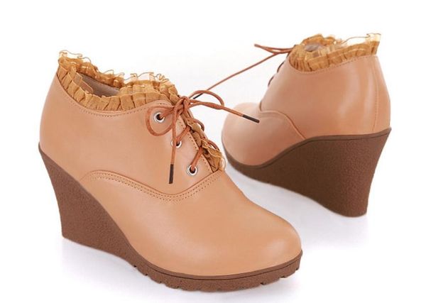 

2019 women's shoes in spring and autumn with new style slope heel round head waterproof table @2120, Black