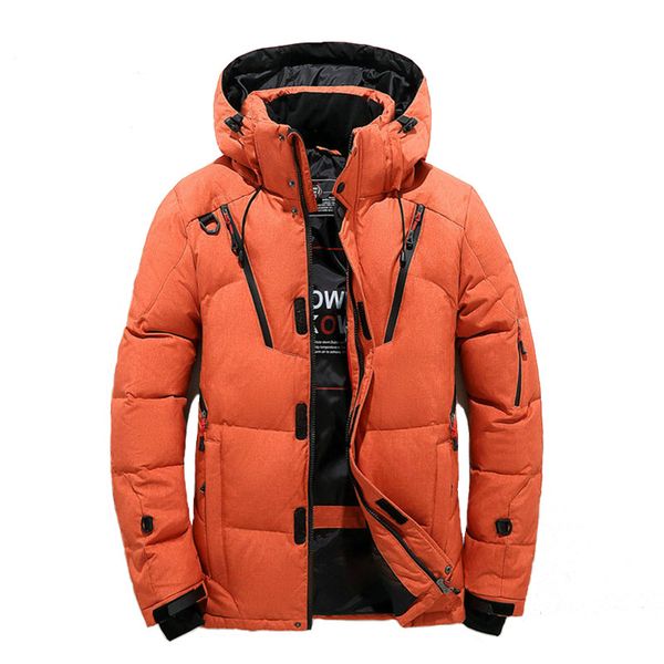 

new winter warm thicken zipper coats men's hooded parkas casual male slim zipper multi-pockets overcoat jackets, Black