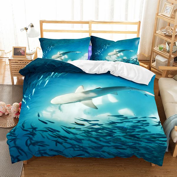 Shark Bedding Set Queen Size Kids Duvet Cover With Pillowcases