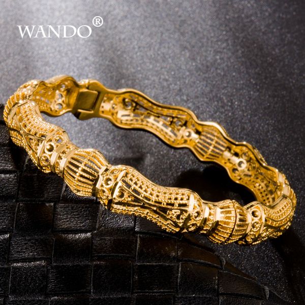 

wando 1pcs vintage ethiopian bangle for women gold color dubai bride wedding bracelet africa arab jewelry gift b11, Black
