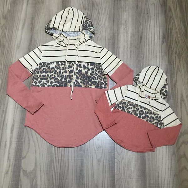

mom and me clothes baby girls leopard print 3 parts hoodie mum and daughter cotton stripe clothes t200413, Blue