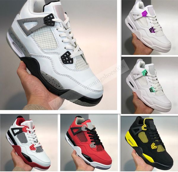 

4 4s basketball shoes black cat rasta neon metallic purple red what the mens trainers sneakers sports size 36-47, White;red
