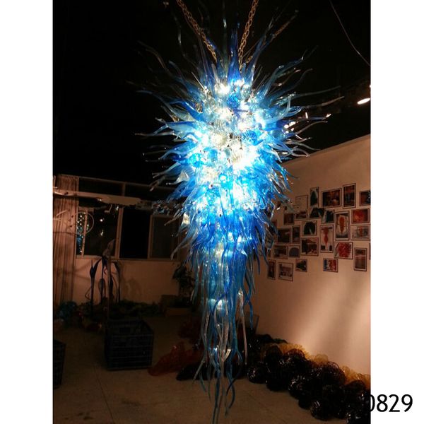 

modern crystal chandelier blue color led handmade glass chandelier for l lobby entrance large hanging pendant light