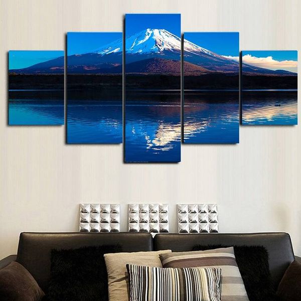 

5pcs/set unframed mountain fuji japanese mountain print on canvas wall art picture for home and living room decor