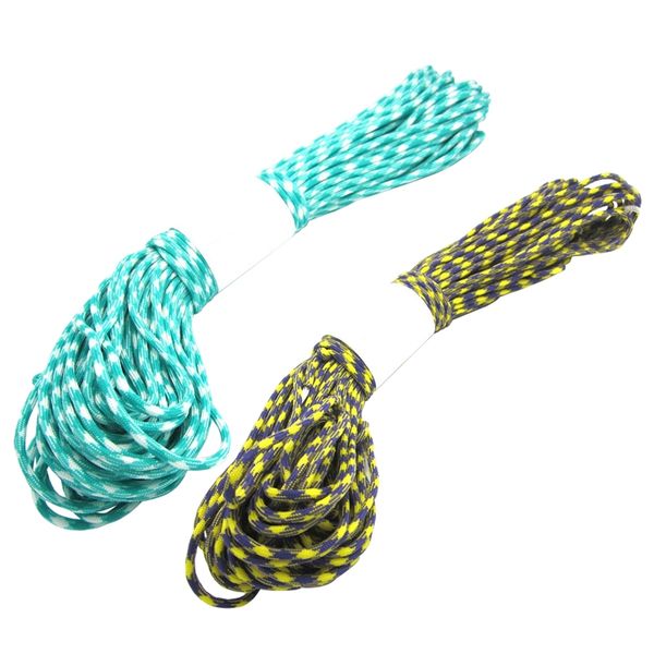 

2 pcs parachute rope 7 strands 550 pounds 100 feet: 1 pcs purple + yellow parachute code rope & 1 pcs blue lake camo parachute c