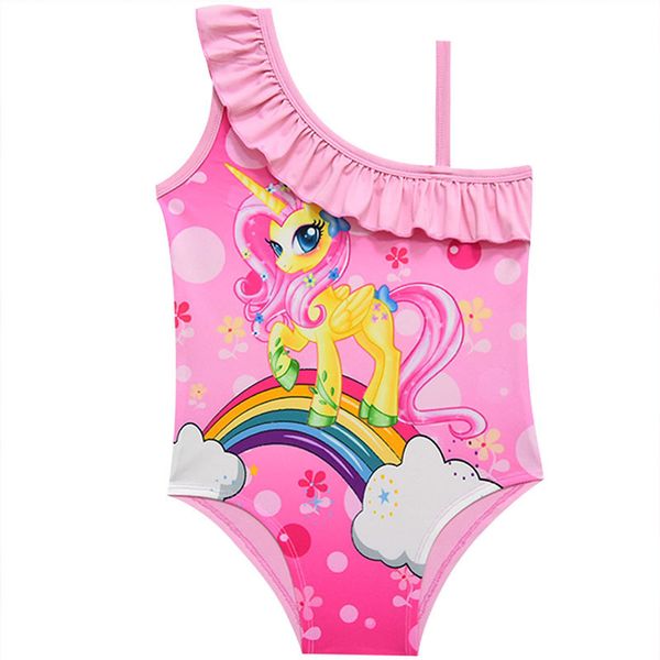 

2019 unicorn girls swimsutis 3-12years girls princess swimsuits fashion swimwear kids cute beach wear bathing suits g48