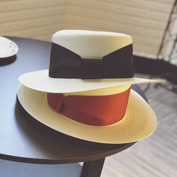 

japanese 5-point flat white female all-match chic travel vacation sunshade straw straw hat hat summer, Blue;gray
