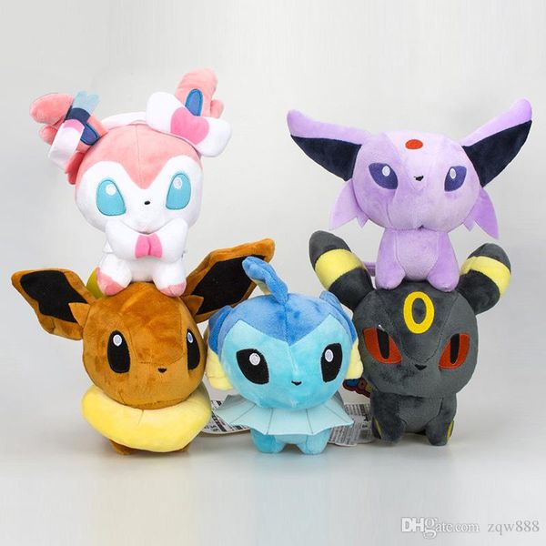 

100% cotton new eevee espeon vaporeon umbreon sylveon plush toy for child holiday gifts 7" 18cm nopo036
