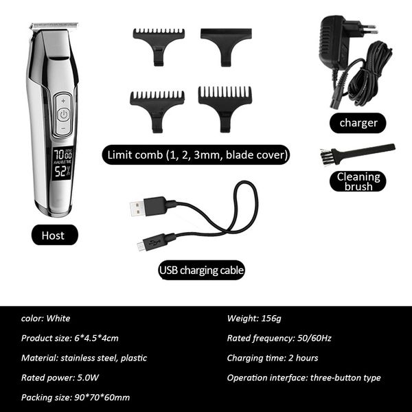 

kemei barber professional hair clipper lcd display 0mm t-blade baldheaded beard cordless hair trimmer for men haircut machine newclipper lsy