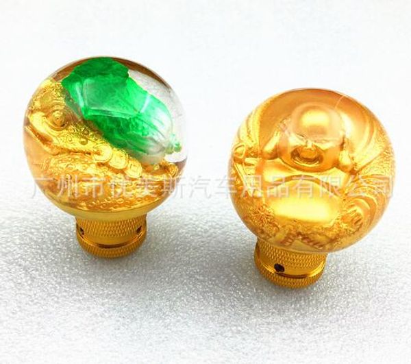 

universal fit crystal ancient east buddha fortune car truck gear stick shift knob gold luck automatic manual shiter knobs lever