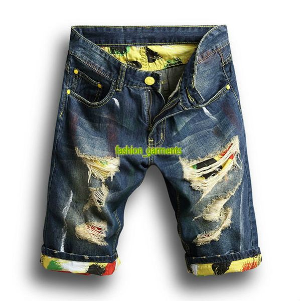

новое лето мужские holes denim шорты мода мужчины денима джинсы тонкий прямые брюки мужские брюки trend b500605, Blue