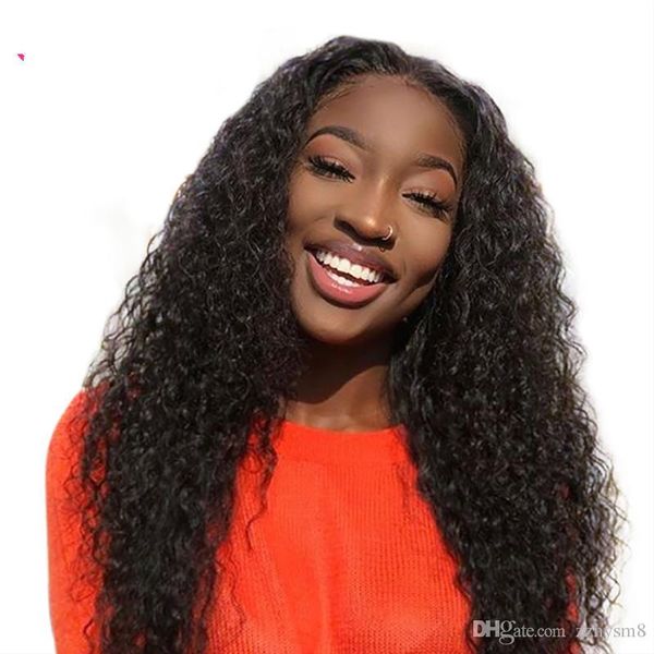 

curly lace front human hair wigs deep wave peruvian remy hair wigs for women 180% density lace front wigs ing, Black