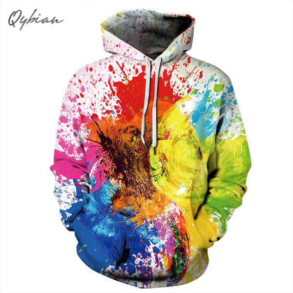 

2019 mens 3d color graffiti print sweatshirt fashion o-neck sweatshirts hoodies casual sweatshirt girls loose pullover pocket, Black