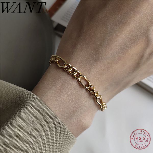 

wantme genuine 100% 925 sterling silver punk hip-hop cuban chain bracelet&bangle for women men fine jewelry birthday gift 2020, Black