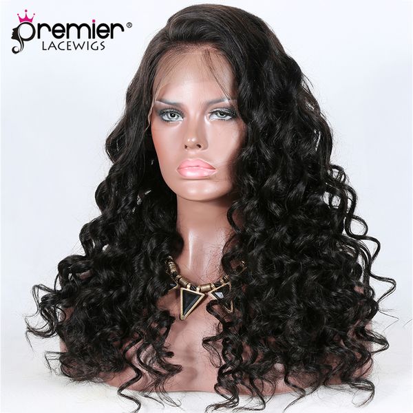 

premier 6 inches lace front wigs brazilian remy hair wigs 150% density wave human lace wigs, Black;brown