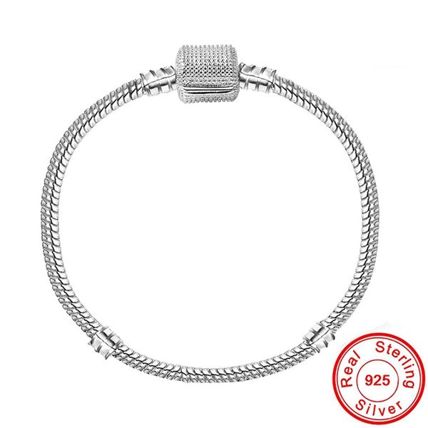 

statement 925 sterling silver 3mm basic snake chain fit bracelet diy charms beads bracelets & bangles for women original jewelry, Black