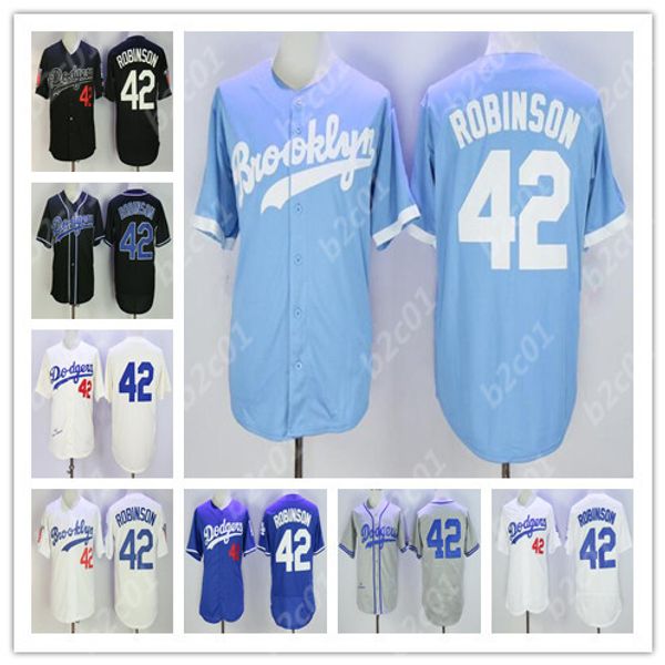 

Brooklyn la dodger 42 jackie robin on jer ey white black blue titched jer ey