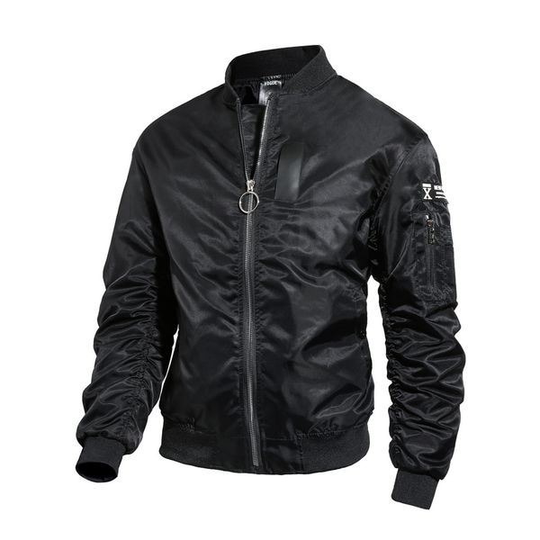 

мужские куртки осень зима номер один bomber jacket mens вскользь пальто стенд воротник куртки ветровки плюс размер m-4xl, Black;brown