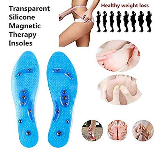 

massaging insoles acupressure magnetic massage foot therapy reflexology pain relief shoe insoles washable and cutable 1pair ( bl, White;pink