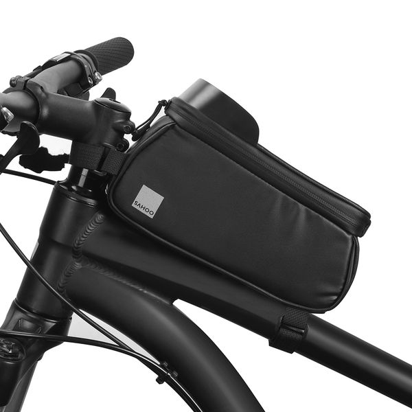 

sahoo bicycle bag bike-mounted phone holder tool bag fingerprint unlock water resistant reflective zipper
