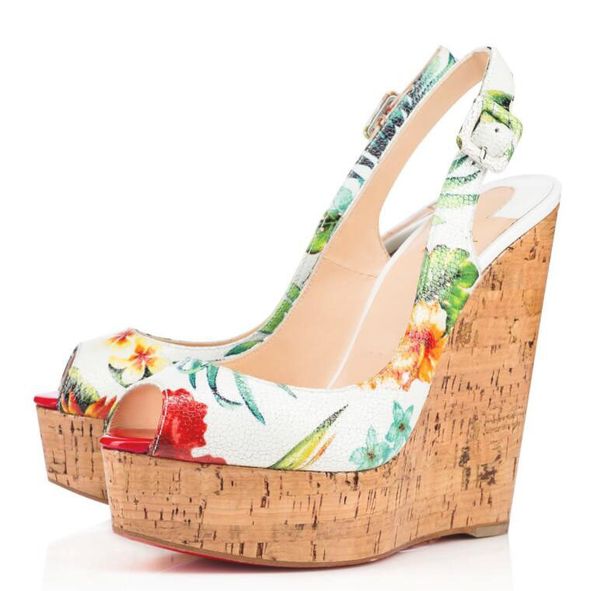 

мода цветок кожа версия гладиатор сандалии скольжения на красный bottom une plume sling клина обувь женщины peep toe дамы насосы luxury eu35, Black