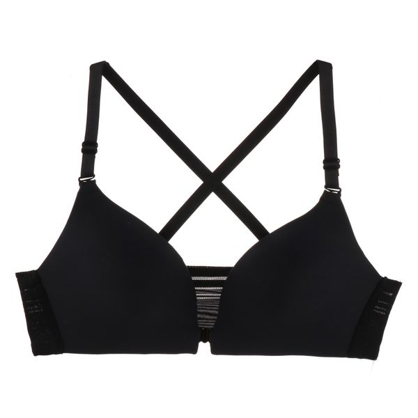

black simple bra women closure bra smooth wire bras padded lingerie bralette gathered push up underwear brassieres, Red;black