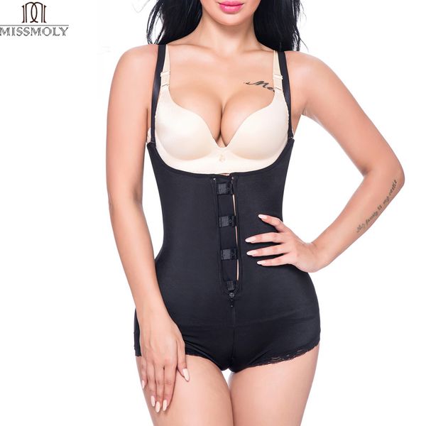 

miss moly women latex waist trainer cincher girdle slimming zipper full body shaper tummy waist control bodysuit shapewear, Black;white