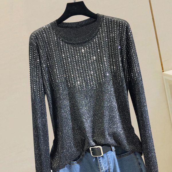 

shengpalae 2020 fashion spring slim vintage women blouse high waist casual style diamond sweater bright silk shirt 2755, White