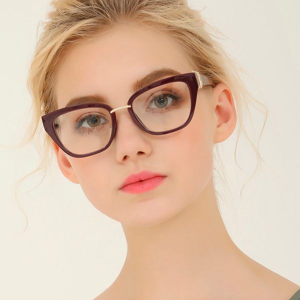 

fashion cat eye glasses frames women trending styles brand optical computer glasses female oculos de diamond frame eyewear uv400, Black