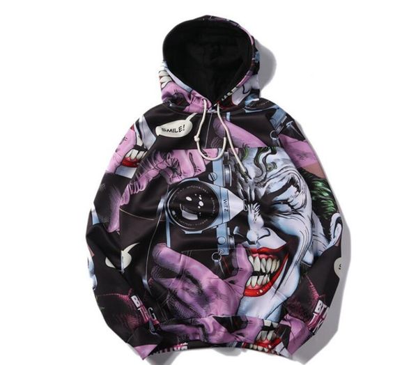 

anime hoodies 3d printing suicide squad clown hoodies pullovers men women long sleeve outerwear suprenn hoodie, Black