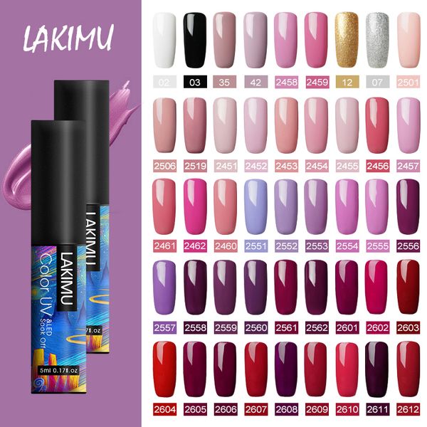 

lakimu 5ml uv gel nail polish colorful enamel gel varnish lacquer long lasting soak off uv led fashion nail art designs, Red;pink