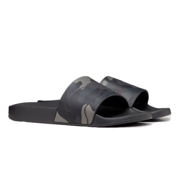 

luxury mens slipper designer slides camouflage rubber slider women flat beach shoes fashion flip flops good quality big size, Black