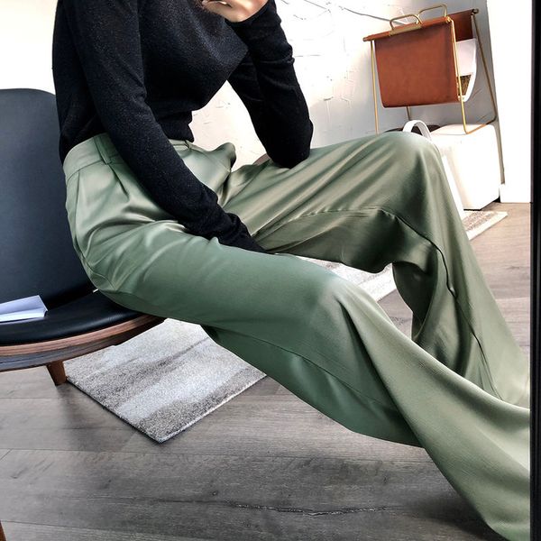 

2020 new summer fashion women thin pants female elegant temprament high waist straight trousers ladies loose wide leg pants l40, Black;white