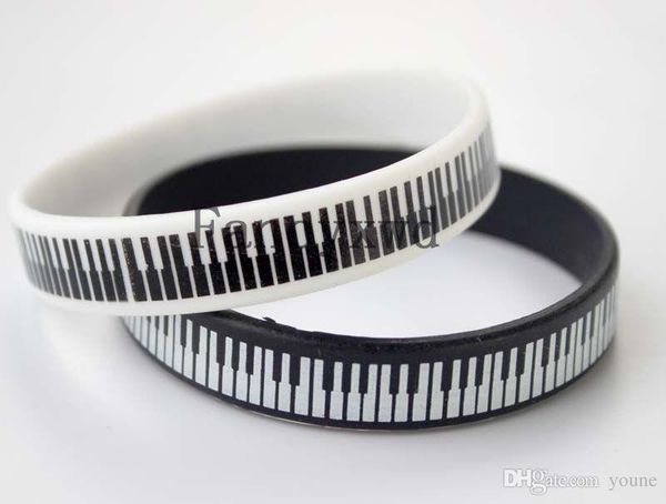 

50 pc new tyle black hite ilicone bracelet rubber piano keyboard de ign cute lovely wri tband