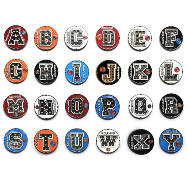 

new custom magnetic letter golf hat marker 2.4cm no hat clip multi-style golf cap marks for men women selectable 10pcs/lot, Black;white