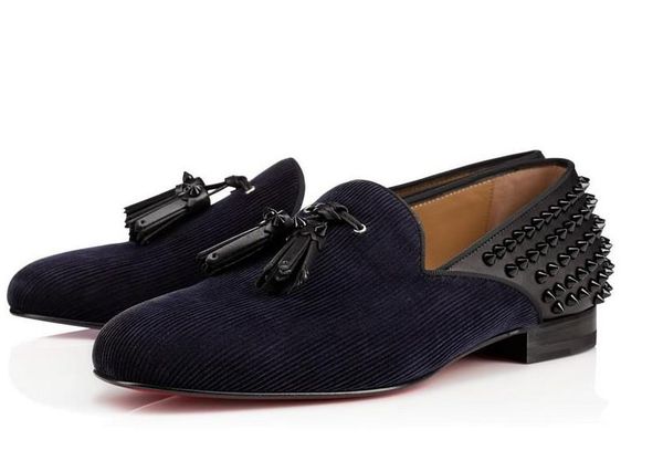 

new gentleman party/dress/business man red bottom oxford flats men spiked shoes men's chaussure homme loafers wedding walking shoes 38-, Black