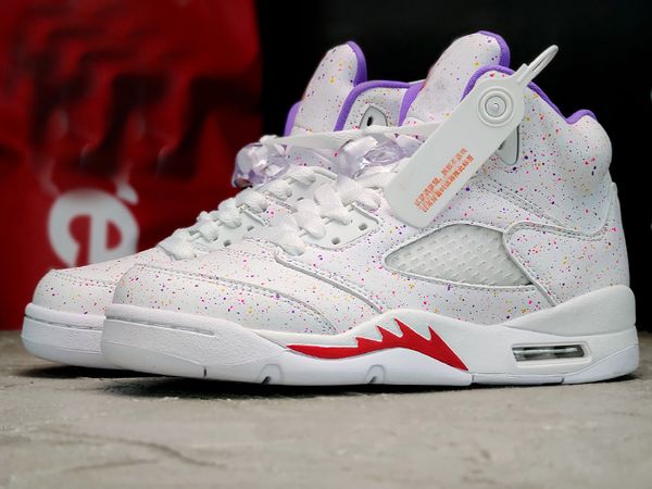 

sp michigan 5 fire red sneakers women basketball shoes da1911-102 with box size 5.5~8.5 ct1605-100