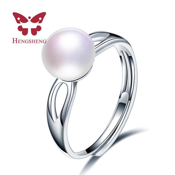 

hengsheng simple natural freshwater pearl wedding cross ring, white 8-9mm adjustable pearl star ring for women girl gift 2019, Golden;silver