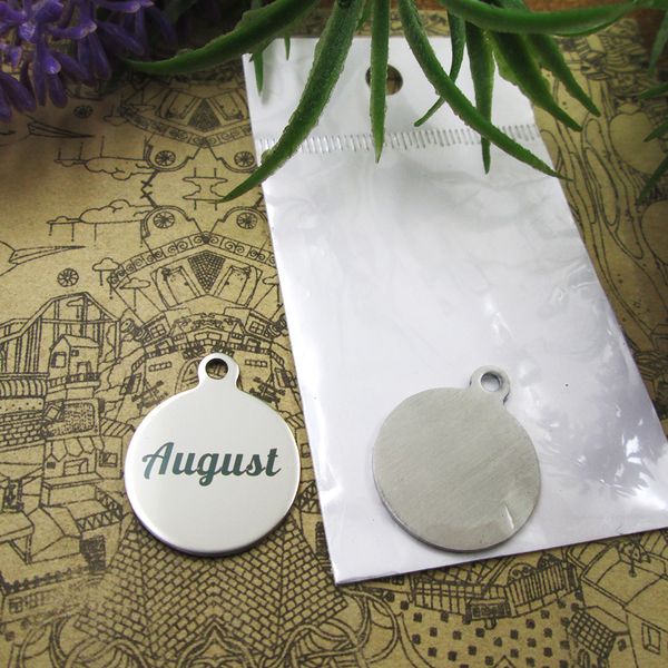 

40pcs--"august"stainless steel charms more style for choosing diy charms pendants for necklace, Bronze;silver