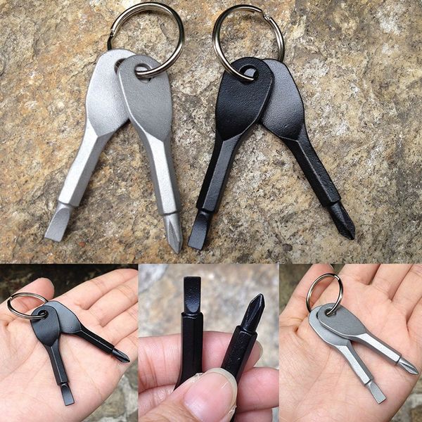 

2019 screwdrivers keychain outdoor pocket mini screwdriver set key ring with slotted phillips hand key pendants key rings an2268