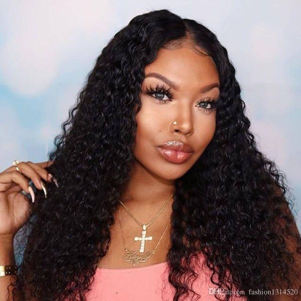 

lace closure human hair wigs with non remy hair deep wave lace front human hair wigs pre plucked, Black