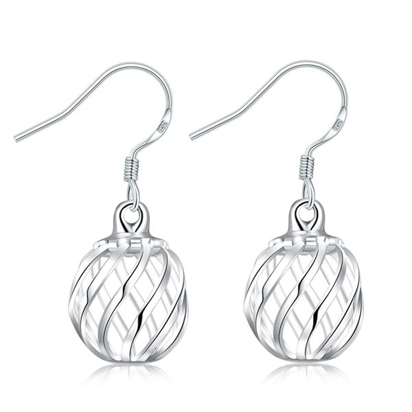 

plated sterling silver twisted lantern earrings djse643 size 2.8x1.0cm;women's 925 silver plate dangle chandelier jewelry earring