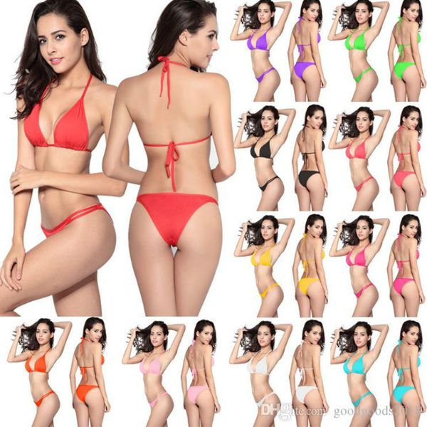 Badebekleidung für Frauen, Badeanzüge, sexy Bikini für Frauen, Strandkleidung, heißer Verkauf, einfarbiger String-Bikini, zweiteilig, 2019, europäische USA, ST549